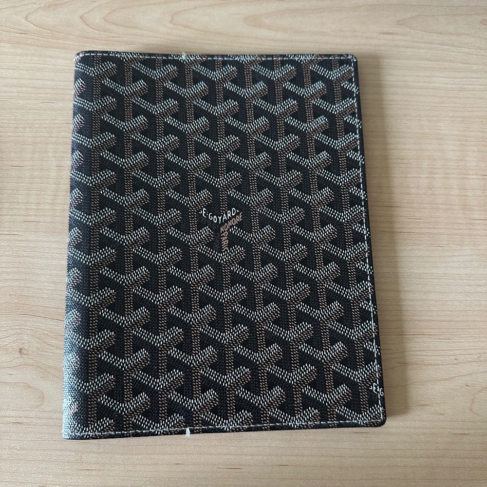 Goyard Chevron Agenda Cover in Black, brown and White